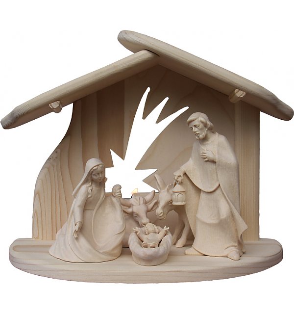 8091 - Holy Family with Stable star Donkey Ox NATUR