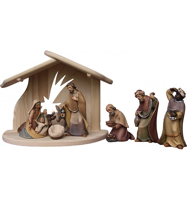 8092 - Holy Family with Stable star Donkey Ox Kings COLOR